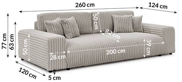 Slaapbank Mollis lichtgrijs