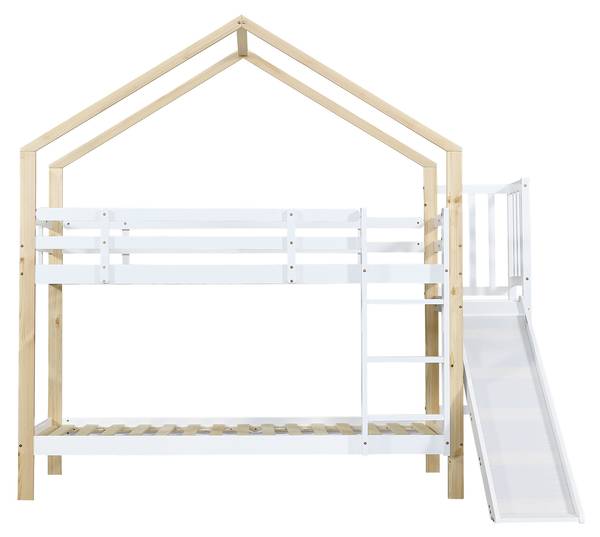Etagenbett Jupitur Ⅱ Weiß - Kiefer - Stahl - 183 x 223 x 245 cm