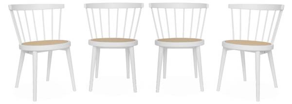Stuhl Nora 4er Set Weiß - Holz teilmassiv - 53 x 76 x 53 cm