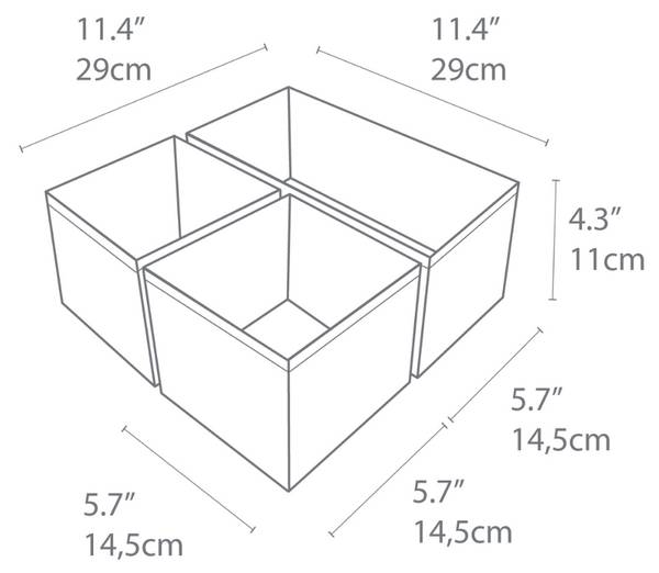 Organizer SOFT 3er Set Beige - Textil - 15 x 11 x 29 cm