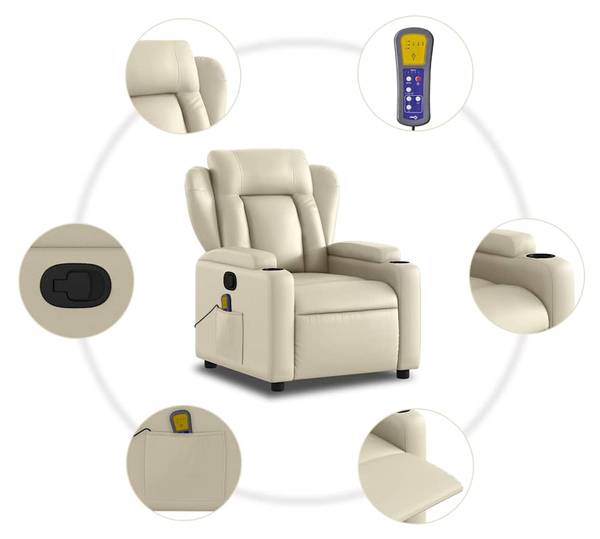 Fauteuil inclinable de massage 3032462 Crème - Blanc