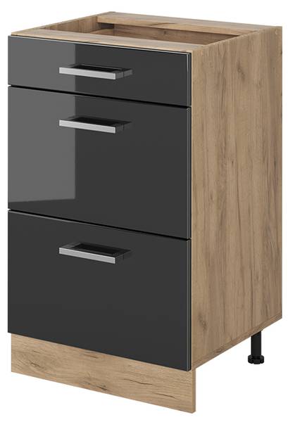 Keukenonderkast R-Line 69898 hoogglans antracietkleurig - eikenhouten look - Breedte: 50 cm