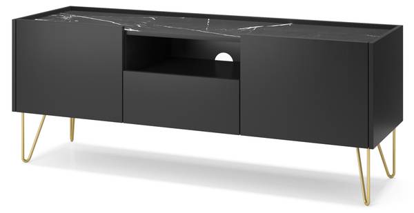 Meuble TV Napo Gris - Bois manufacturé - 144 x 55 x 37 cm