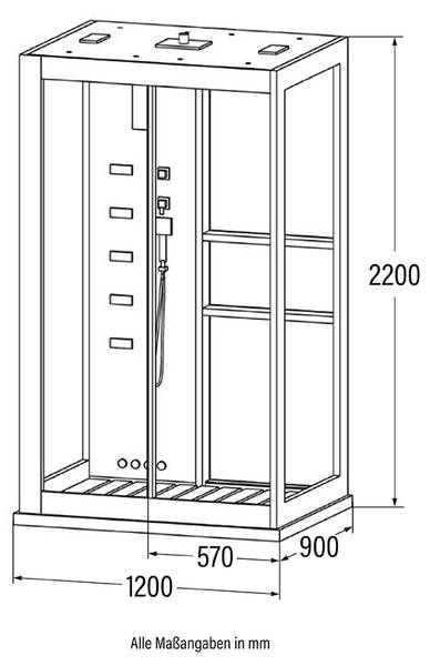 Stoomdouche LUXORIE XL wit - glas - 120 x 220 x 90 cm