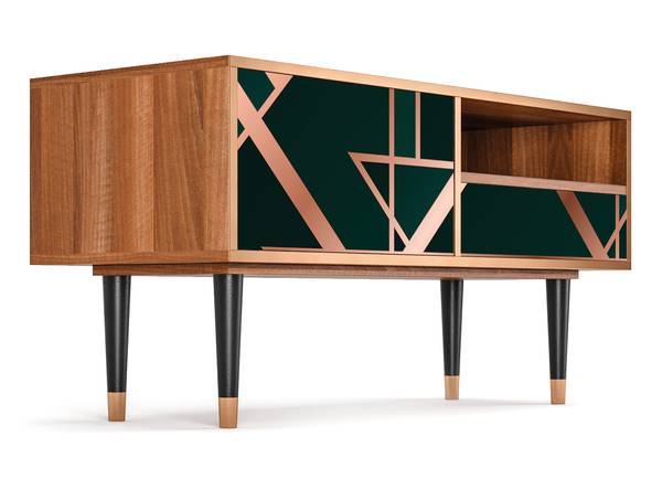 TV-Lowboard T3 Walnuss Grün - Holzwerkstoff - 115 x 59 x 48 cm