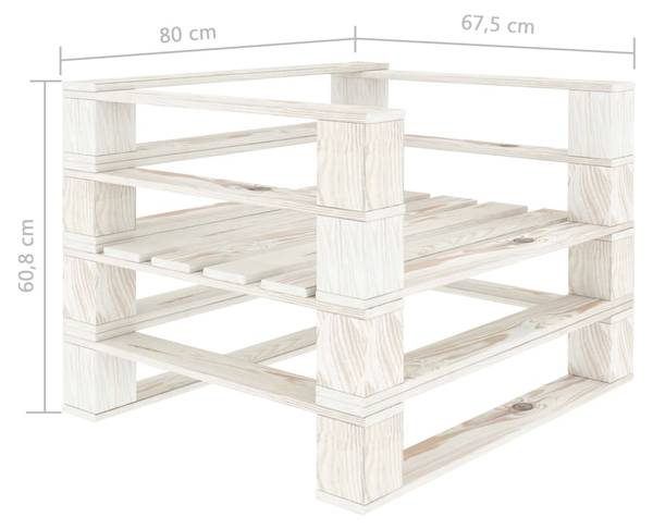 Pallet Armstoel 3003577-3 wit - grenenhout - 70 x 61 x 68 cm