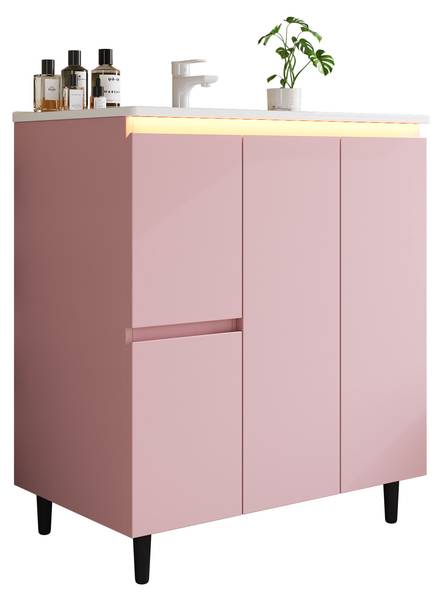 Badkamermeubel met Wastafel Muses Ⅰ roze - plaatmateriaal op houtbasis - porselein - 76 x 89 x 47 cm