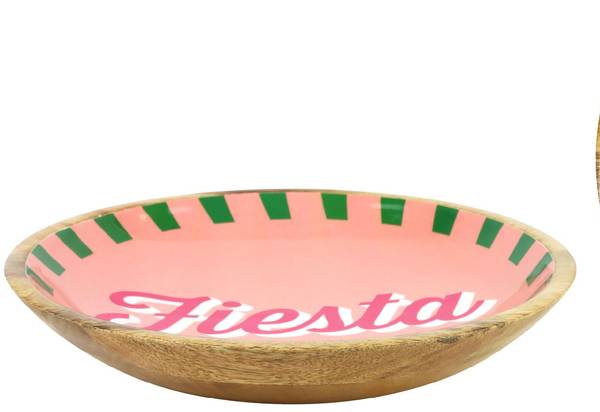 Schale Fiesta Pink - Massivholz - 30 x 5 x 30 cm