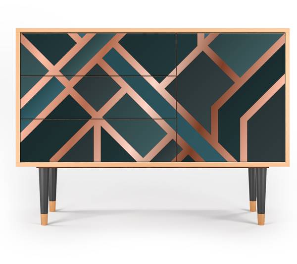 Sideboard S3 Walnuss Blau - Holzwerkstoff - 115 x 84 x 41 cm