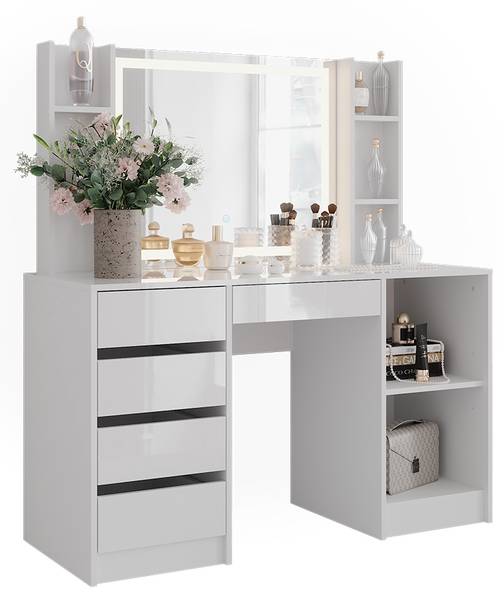 Schminktisch Sherry 57633 3er Set Weiß - Holzwerkstoff - 129 x 141 x 51 cm