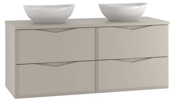 Dubbele wastafel Ellie beige - plaatmateriaal op houtbasis - 121 x 53 x 47 cm