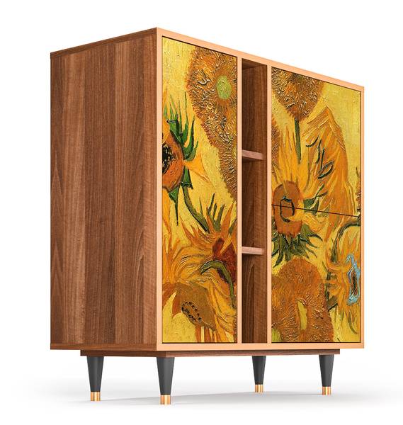 Sideboard BS5 Walnuss Gelb - Holzwerkstoff - 94 x 96 x 41 cm
