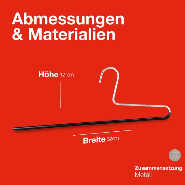 Hosenbügel KH C 10er-Set Schwarz - Tiefe: 32 cm - Anzahl Teile im Set: 10