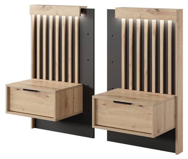 Lit avec deux tables de chevet Napoli Largeur : 264 cm