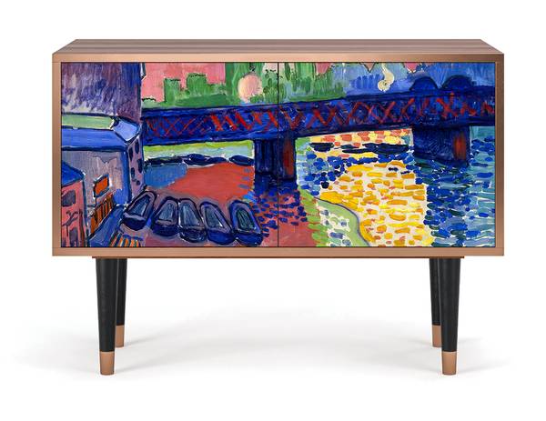 Sideboard S1 Walnuss Pink - Holzwerkstoff - 94 x 94 x 48 cm