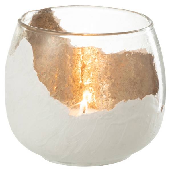 Kerzenhalter Wavy Weiß - Glas - 12 x 10 x 12 cm