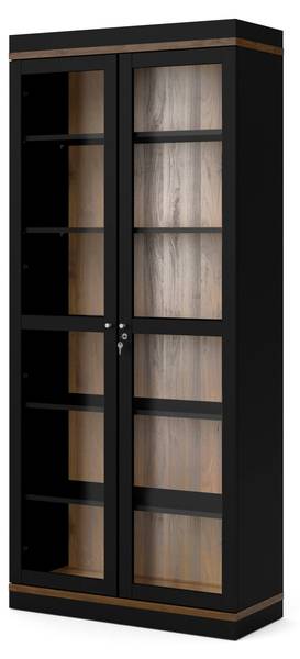 Vitrine Axinte Schwarz - Holzwerkstoff - 36 x 200 x 89 cm