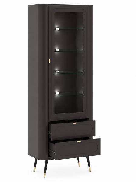 Vitrine Douro Noir - Bois manufacturé - 79 x 193 x 40 cm