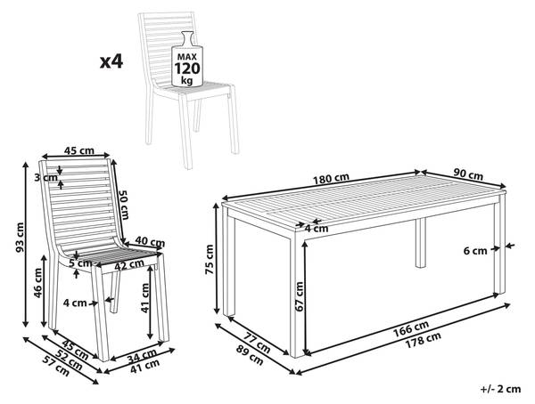 Tisch set OMBRIANO 5-tlg 4er Set