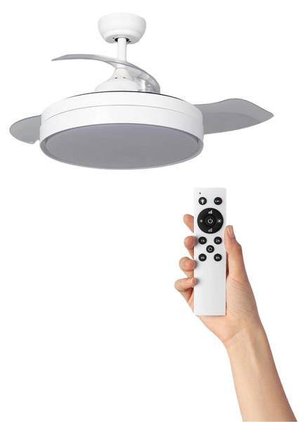 Deckenventilator Sjoerd Weiß - Metall - Kunststoff - 106 x 39 x 106 cm