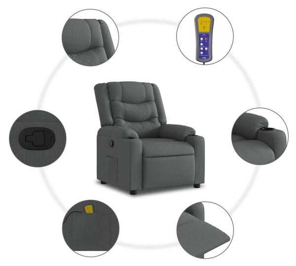 Massagesessel 3032760 Dunkelgrau - Grau