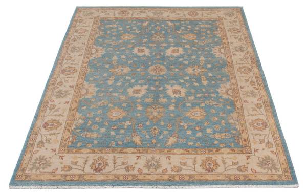 Orientteppich Oriental Blau - Naturfaser - 152 x 1 x 189 cm
