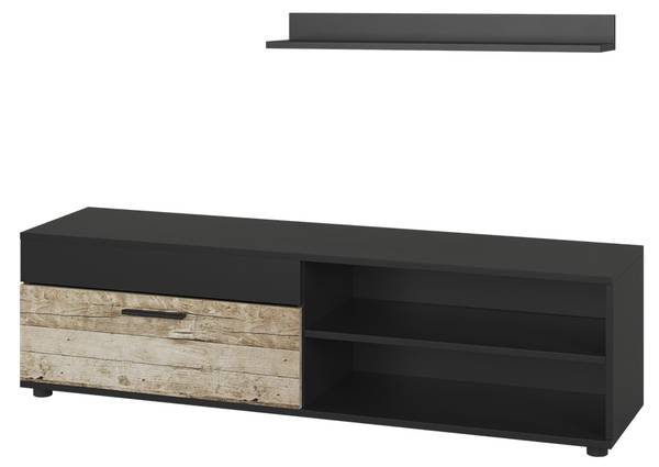 Lowboard & Regal Berno 55457 Schwarz - Sandeiche Dekor