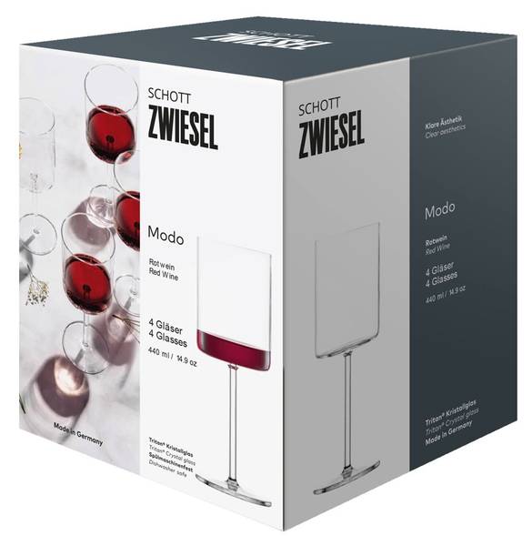 Rotweingläser Modo 4er Set Kristallglas - 9 x 23 x 9 cm