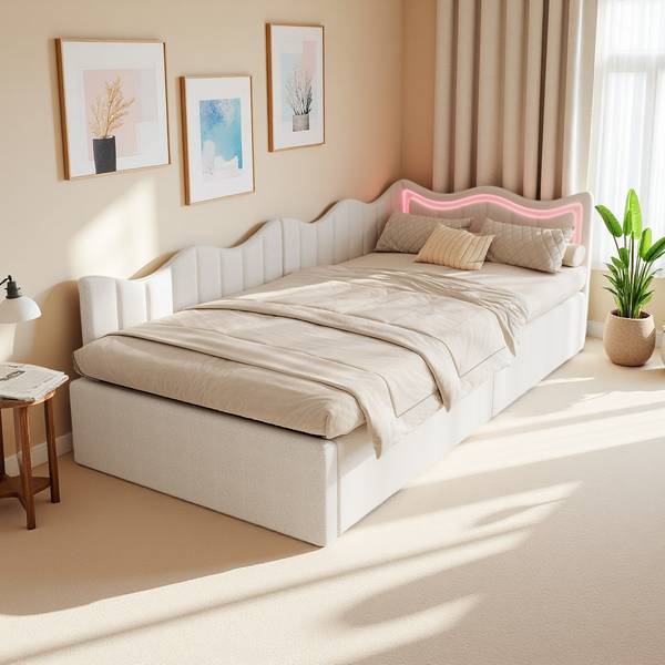 Kinderbett TEROUI9 Beige - Metall - Massivholz - 97 x 75 x 213 cm