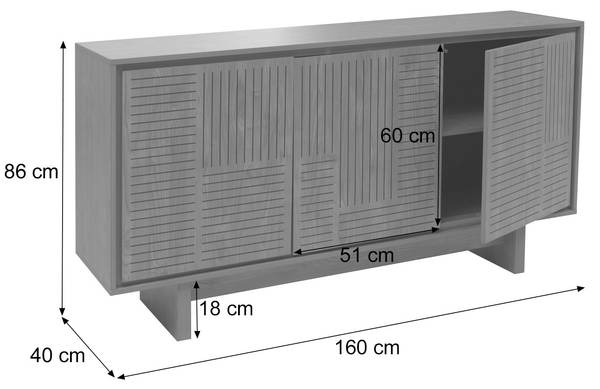 Sideboard O35 Beige - Holzwerkstoff - Holz teilmassiv - 160 x 86 x 40 cm