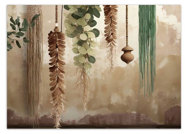Fototapete Hängende Blätter Scandi Boho 400 x 280 cm