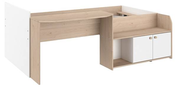 Bettkombination MIVONA Beige - Holz teilmassiv - 203 x 75 x 136 cm