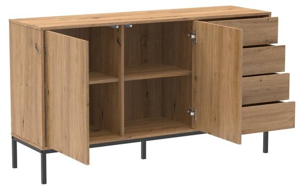 Sideboard LENNY Braun - Holzwerkstoff - 40 x 80 x 140 cm