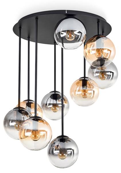 Deckenleuchte Fossobiubo Grau - Orange - Aluminium - Klarglas - 57 x 70 x 57 cm