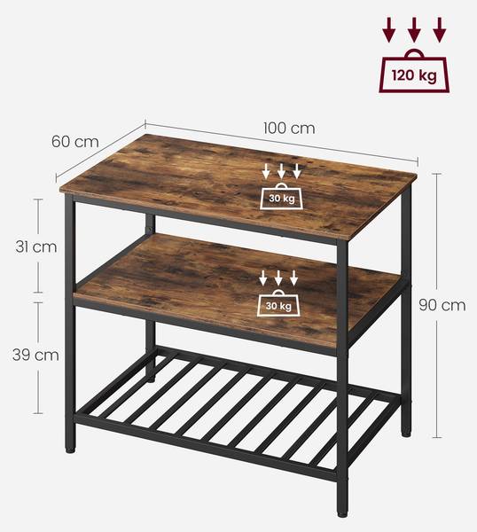 Küchenregal Tallinn Braun - Metall - 100 x 90 x 60 cm