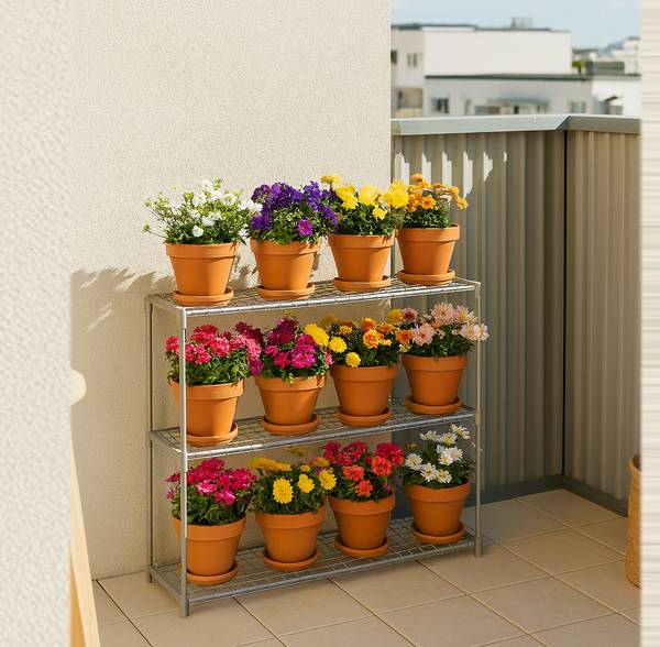Plantenrek binnen 174 cm grijs - staal - 91 x 174 x 28 cm