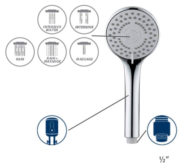 Handbrause und Schlauch BASIC Silber - Kunststoff - 10 x 10 x 150 cm