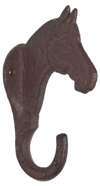 Wandhaken Pferdekopf Braun - Gusseisen - 6 x 20 x 12 cm