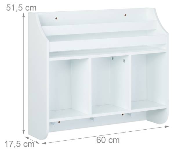 Boekenrek kind voor wand 5 vakken wit - plaatmateriaal op houtbasis - 52 x 60 x 18 cm