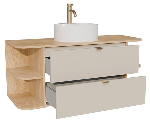 Einzelwaschtisch LAVENA Beige - Braun - Holz teilmassiv - 120 x 50 x 46 cm