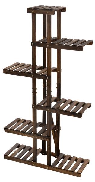 Blumenregal mit 6 Ebenen Braun - Samt - 28 x 140 x 75 cm