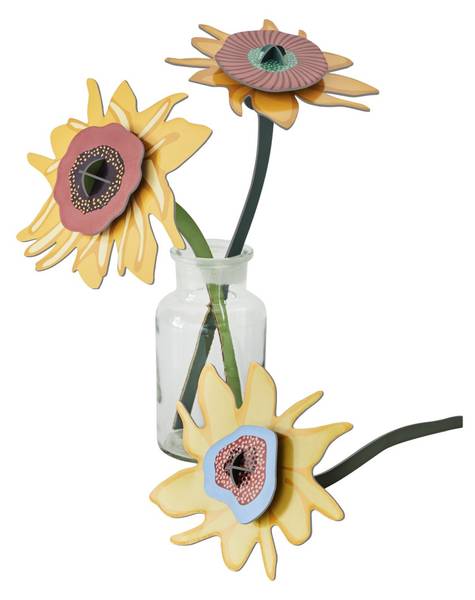 Dekoobjekt Sonnenblumen-Trio Naturfaser - Papier - 4 x 27 x 10 cm