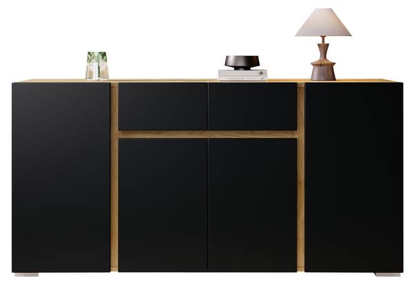 Sideboard Philotes Ⅳ Schwarz - Holzwerkstoff - 140 x 70 x 35 cm