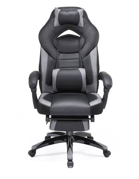 Gaming Stuhl Schreibtischstuhl Malabo Grau - Kunstleder - 64 x 128 x 70 cm