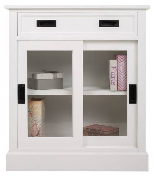 Meuble d'entrée Klara Blanc - En partie en bois massif - 80 x 91 x 40 cm
