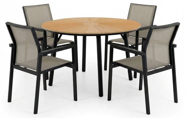 Gartenmöbel Set  AGAPE/WINDY 5er Set Grau - Aluminium - 120 x 75 x 120 cm