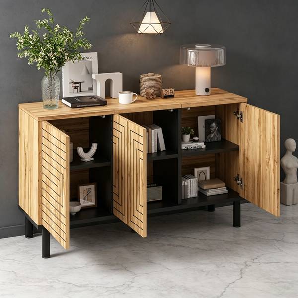 Sideboard Aphrodite Ⅴ Schwarz - Braun - Holzwerkstoff - 120 x 68 x 35 cm