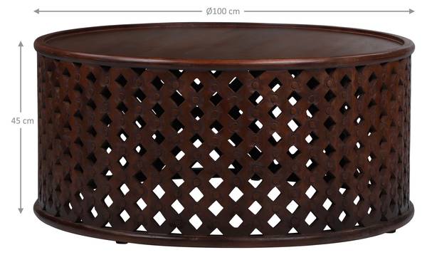 Couchtisch LONDON Braun - Samt - Mango - 100 x 45 x 100 cm