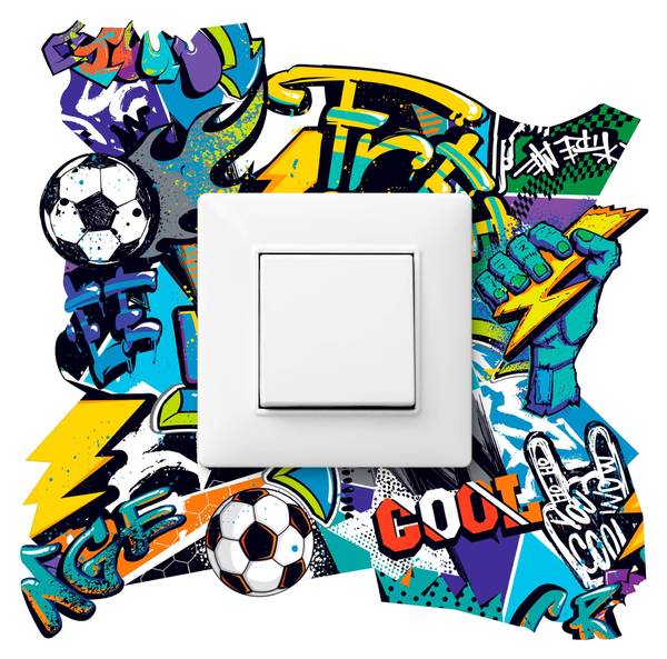 Lichtschalter-Sticker Graffiti Schwarz - Blau - Weiß - Gelb - PVC - 20 x 20 x 20 cm