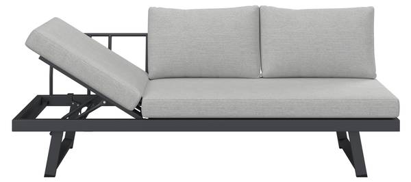Gartenbank LOAN Grau - Metall - Massivholz - Textil - 210 x 84 x 78 cm